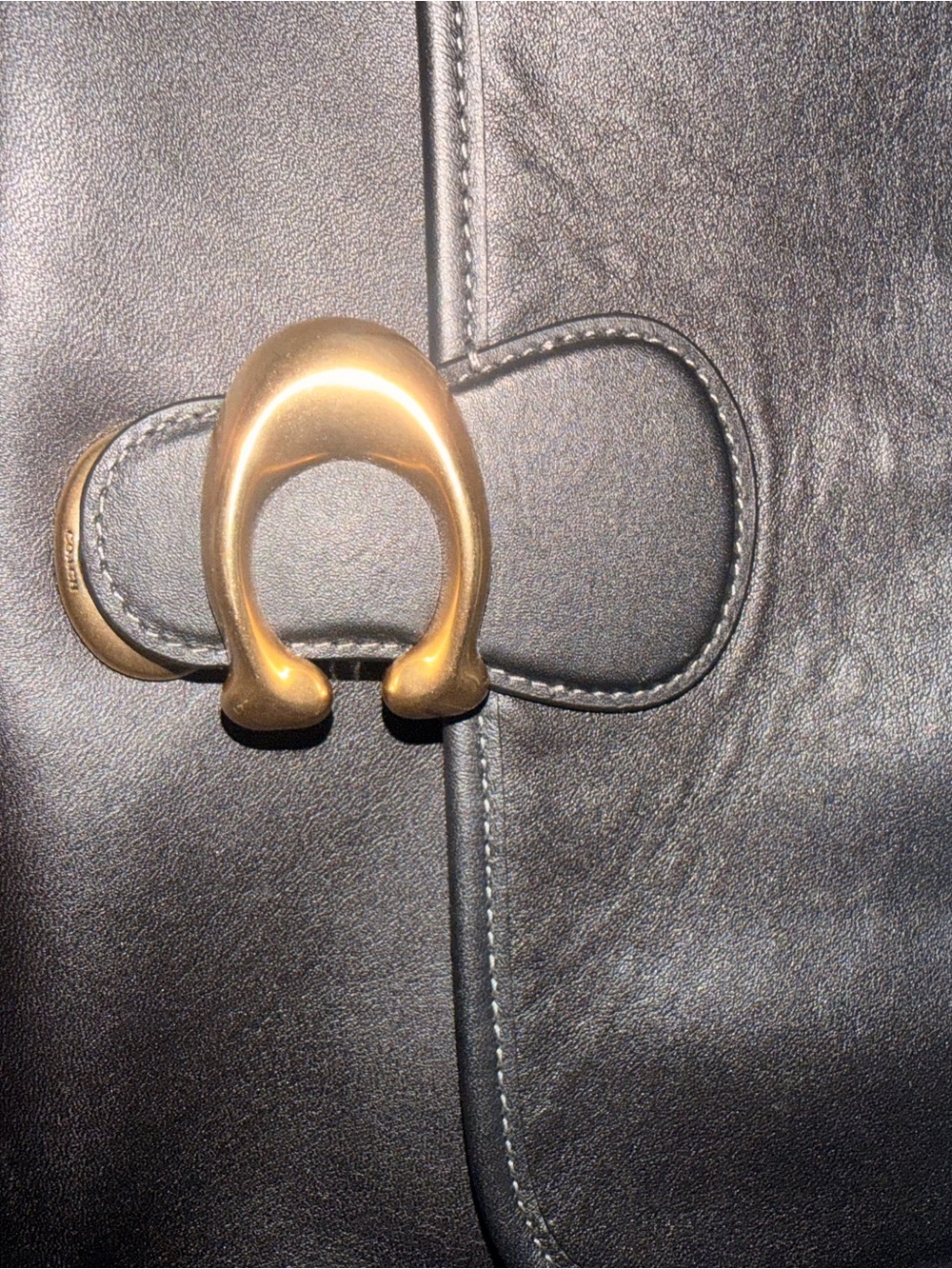 Coach Soft Tabby Black Leather Shoulder Bag with Gold Hardware - Picture 7 of 9